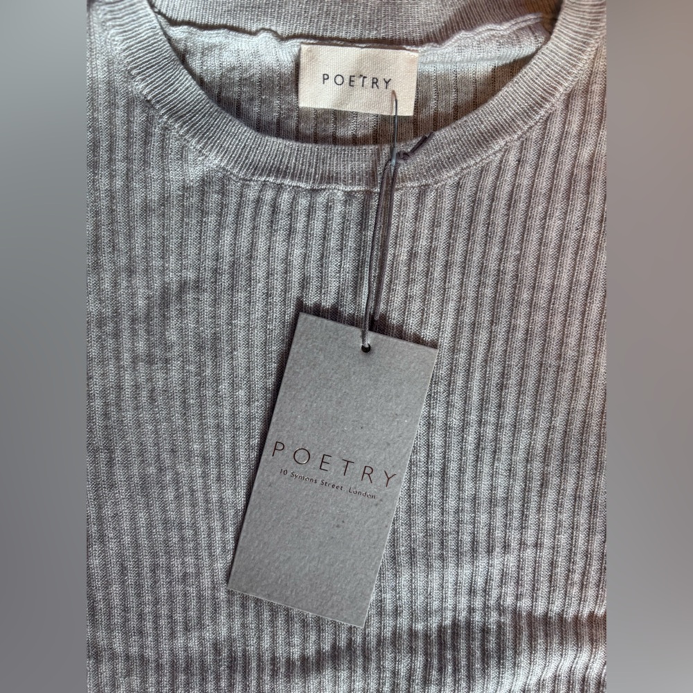 Poetry Light Gray Ribbed Knit Top - Picture 2 of 6